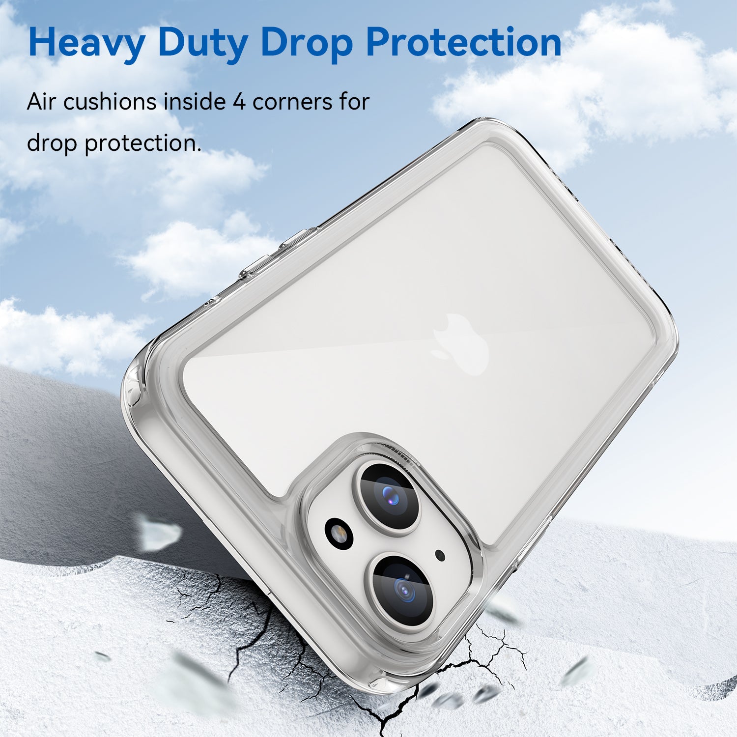 Uniqkart for iPhone 15 Plus TPU+Acrylic Anti-fall Mobile Phone Back Cover Clear Protective Case - Transparent Uniqkart for iPhone 15 Plus TPU+Acrylic Anti-fall Mobile Phone Back Cover Clear Protective Case - Transparent